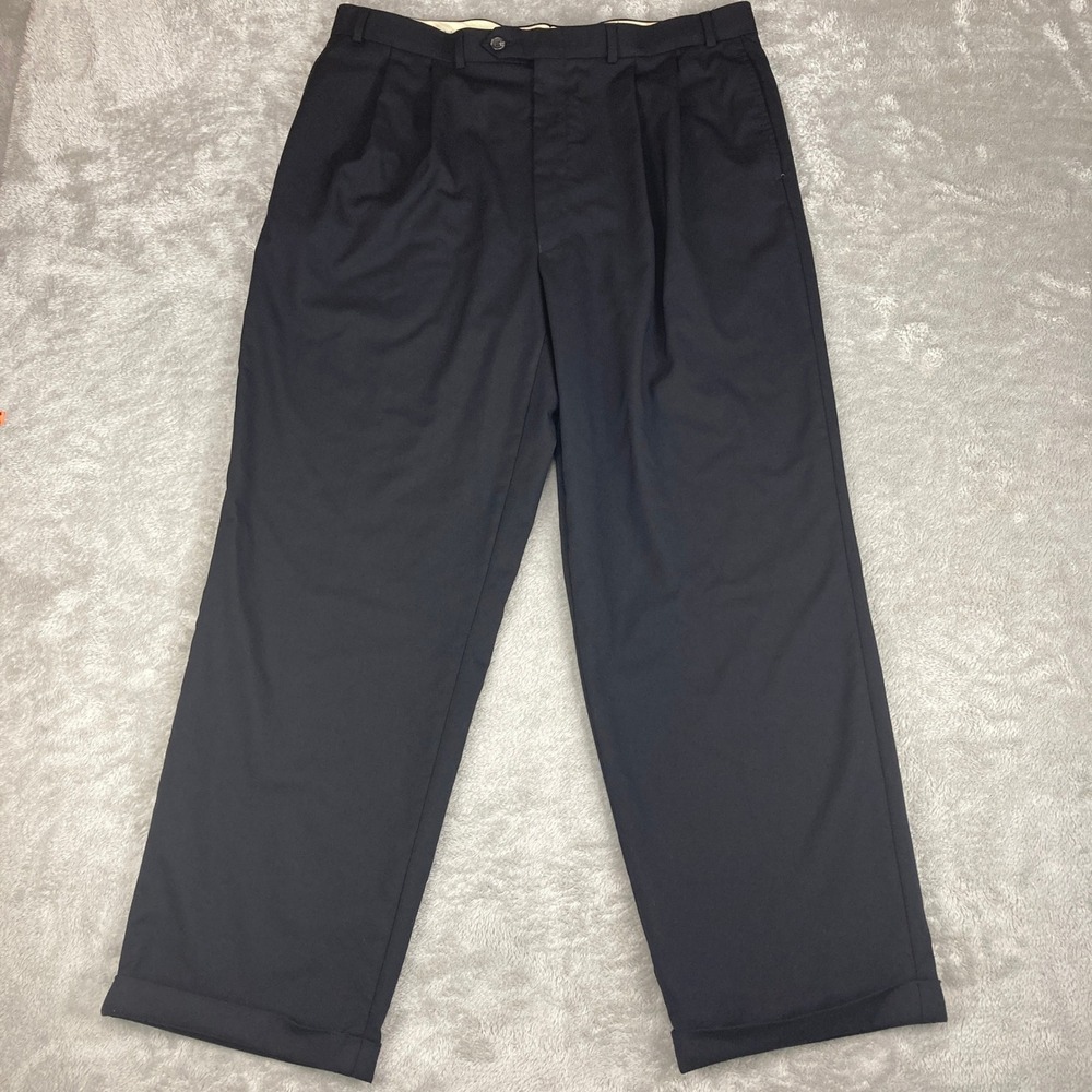 Ralph Lauren Wool Dress Pants Mens 36x32 (35x28) Black Cuffed Pleated Comfort
